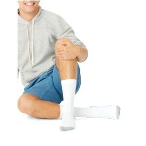 Hanes Mens FreshIQ Cushion Crew Socks 6-Pack White Size 6-12